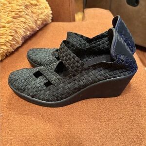 Steve Madden Black Woven Wedges